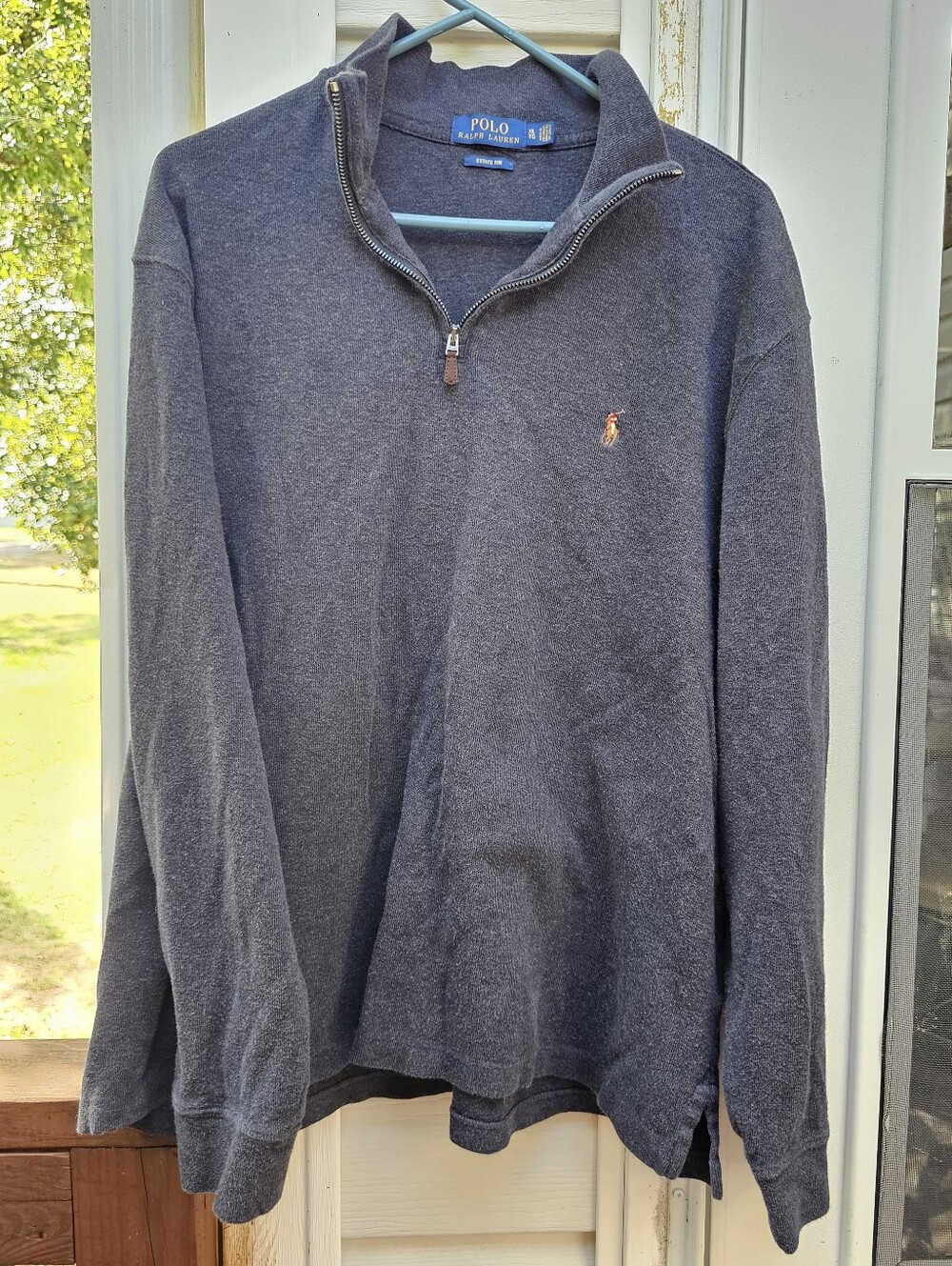 Polo Ralph Lauren Cotton Estate Rib Quarter Zip‎ Gray Pull Over Shirt Sweater XL